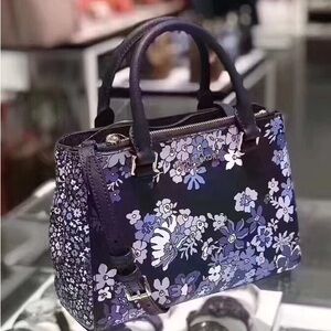 Michael Kors Navy Floral Small Satchel | Crossbody Bag with Adjustable Strap 👜
